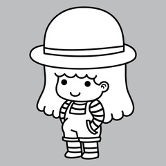 cute little kid girl illustration