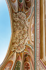 Rich decorated exterior of Amber Fort, Jaipur, Rajasthan, India, Asia