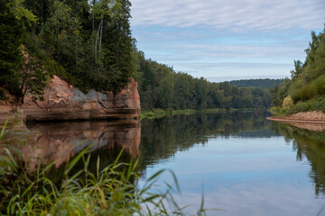 Obraz premium Eagle Cliffs - Autumn nature in Latvia. Gaujas national park