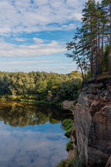 Fototapeta na wymiar Eagle Cliffs - Autumn nature in Latvia. Gaujas national park