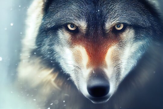 Portrait of a wild wolf. Ai generated image