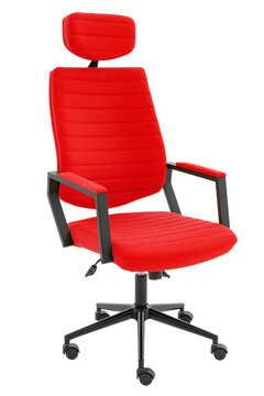 Red Office Chair Isolated On White Background