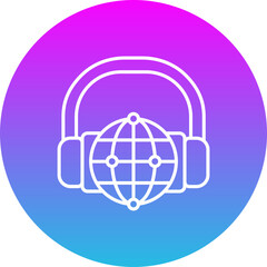 Worldwide Gradient Circle Line Inverted Icon
