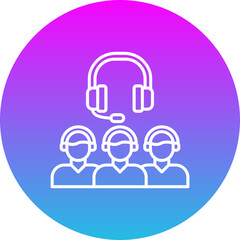 Call Center Agents Gradient Circle Line Inverted Icon