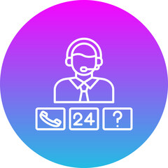 Call Center Gradient Circle Line Inverted Icon