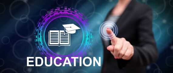 Woman touching an education concept