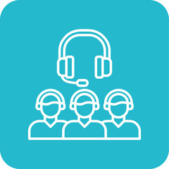 Call Center Agents Multicolor Round Corner Line Inverted Icon