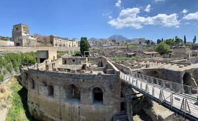 Herculaneum with Mount Vesuvius in the background 