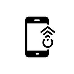 Swipe on Smartphone Silhouette Icon. Gesture Up on Mobile Phone Display Glyph Pictogram. Touch Screen in Cellphone. Scroll Up in Digital Electronic Device Touchscreen. Isolated Vector Illustration