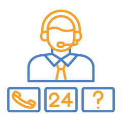 Call Center Blue And Orange Line Icon
