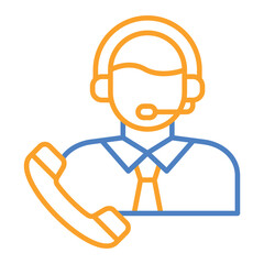 Customer Service Blue And Orange Line Icon