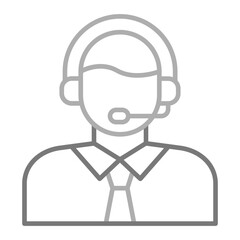Customer Service Agent Greyscale Line Icon