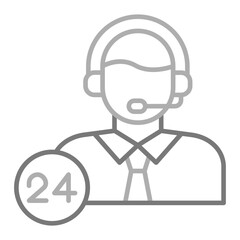 24 Hours Support Greyscale Line Icon