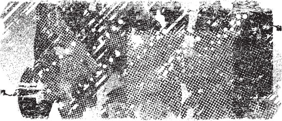 Glitch distorted geometric shape . Noise destroyed logo . Trendy defect error shapes . Glitched frame .Grunge textured . Distressed effect .Vector shapes with a halftone dots screen print texture.