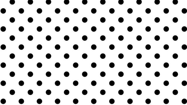 Moving and shimmering abstract geometric polka dot pattern on black background. Looping footage.