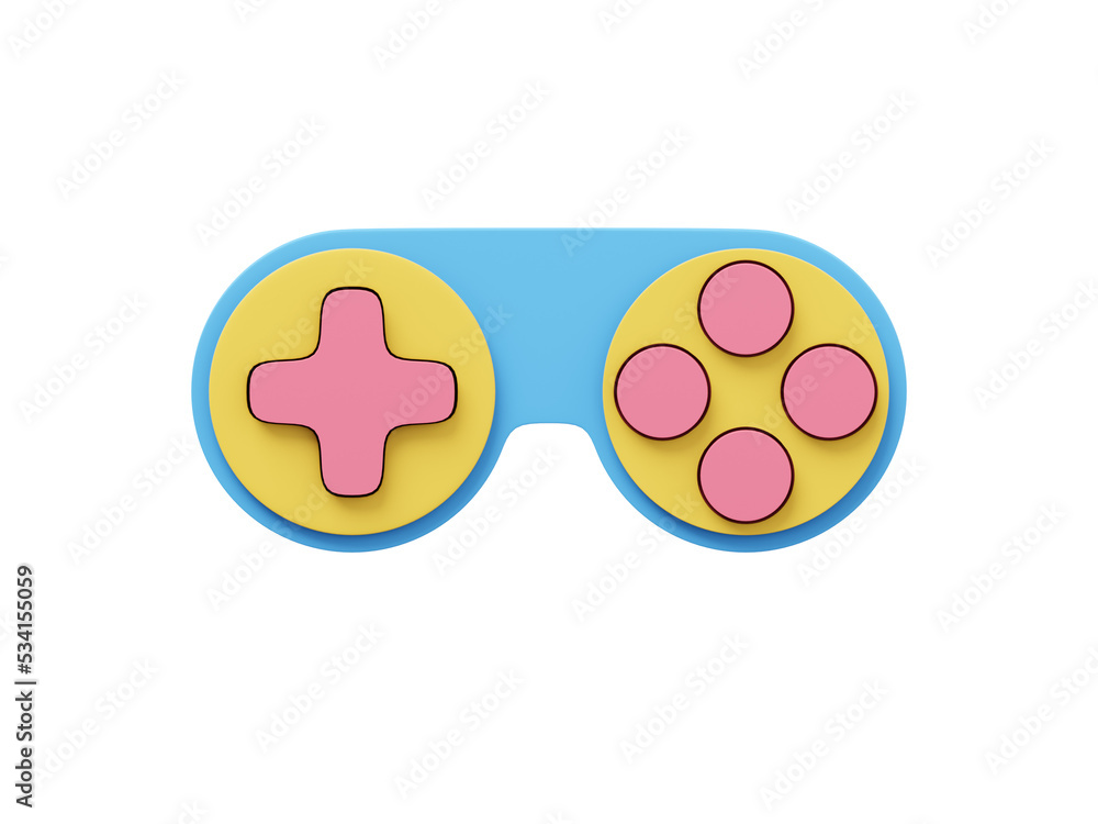 Poster minimalistic console game controller. multicolored isolated icon on white background. 3d rendering.