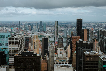 New York skyline from the panoramic roof of Rockefeller center. Aerial view over Manhattan from the Rockefeller Center
