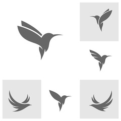 Set of Hummingbird logo design vector template, Bird logo for modern business, simple minimalist and clean design