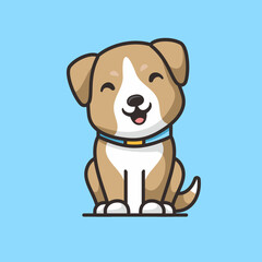 Cute dog sticking her tongue out cartoon icon illustration.