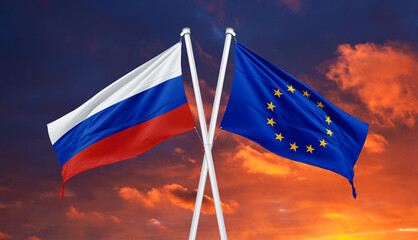 gas russia to european union eu russia flags