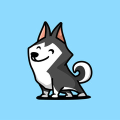 Cute dog smiling cartoon icon illustration.