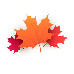 Red, Brown and Golden Autumn Fallen Maple Tree Leaves on White Background - Design Template in Editable Vector Format