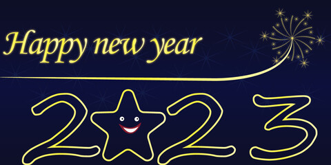 Happy new year 2023 ilustration vector with fireworks