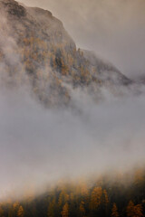 fog and mist in the dolomite mountains