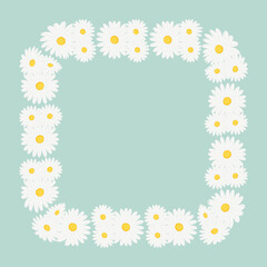Chamomile frame in the shape of a square. Chamomile flower square frame. Flowers ornament, decorative frame, floral ornament, decorative elements, spring, flowers, plants, floral decor