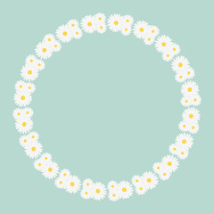 Chamomile frame in the shape of a circle. Chamomile flower circular frame. Flowers ornament, decorative frame, floral ornament, decorative elements, spring etc