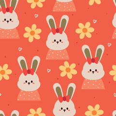 seamless pattern cartoon bunny and flower. cute animal wallpaper for textile, gift wrap paper