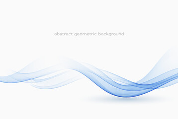 Abstract vector color wave design element. Blue wave, transparent wavy lines.