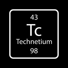 Technetium symbol. Chemical element of the periodic table. Vector illustration.