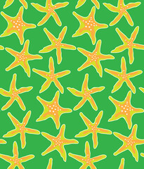 Fototapeta na wymiar Abstract Hand Drawn Starfish Retro Style Swim Wear Seamless Pattern Trendy Fashion Colors Perfect for Allover Fabric Print or Wrapping Paper