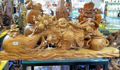 Asian souvenir shop, figurines, pottery, Buddha and more