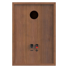 3d rendering illustration of audio speakers in a wooden case