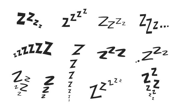 Zzz Zzzz bed sleep snore icons and snooze nap Z sound vector symbols. Sleepy yawn or alarm clock Zzz doodle line icons of insomnia sleeper and goodnight deep sleep, snore and snooze expressions