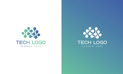 Technology Digital Logo Design Template, Electronic Logo Template Minimal Tech Logo