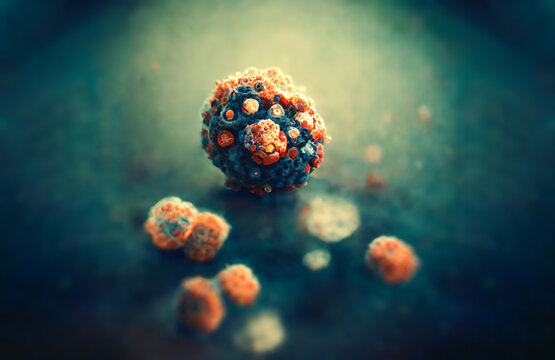 Enterovirus D68,  virus linked with a rare neurologic complication, viral infection, 3d rendering
