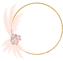 Pampas grass and pink dried flower with circle  wedding decorations boho style © Atiwat