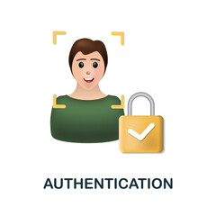 Authentication icon. 3d illustration from cybercrime collection. Creative Authentication 3d icon for web design, templates, infographics and more