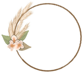 Pampas grass dried flower with circle frame wedding decorations boho style