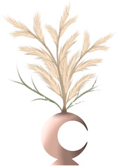 Pampas grass dried flower with moon shape pot frame wedding decorations boho style