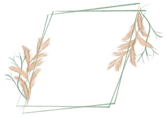 Pampas grass dried flower with rectangle frame wedding decorations boho style