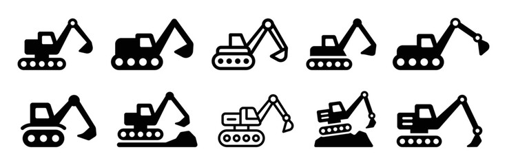 Excavator icon set. Vector illustration. © Icons-Studio