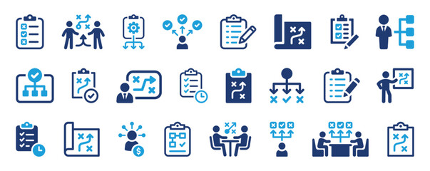 Planning icon set. Plan vector symbol collection. Business strategy concept illustration.