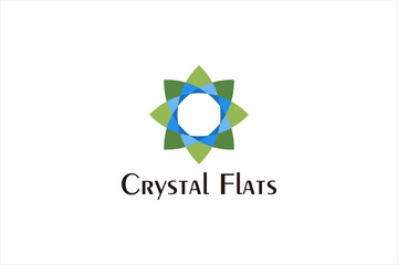 Crystal mandala logo design frame decoration icon symbol