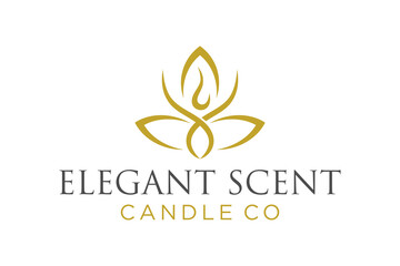Beauty wellness mandala logo design gold flower candle luxury shape icon symbol yoga spa studio