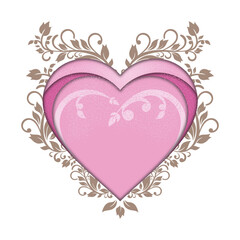 Romantic love label or badge with floral decoration