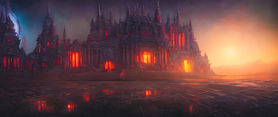 Fototapeta premium Artistic concept painting of a beautiful fantasy temple, background illustration.